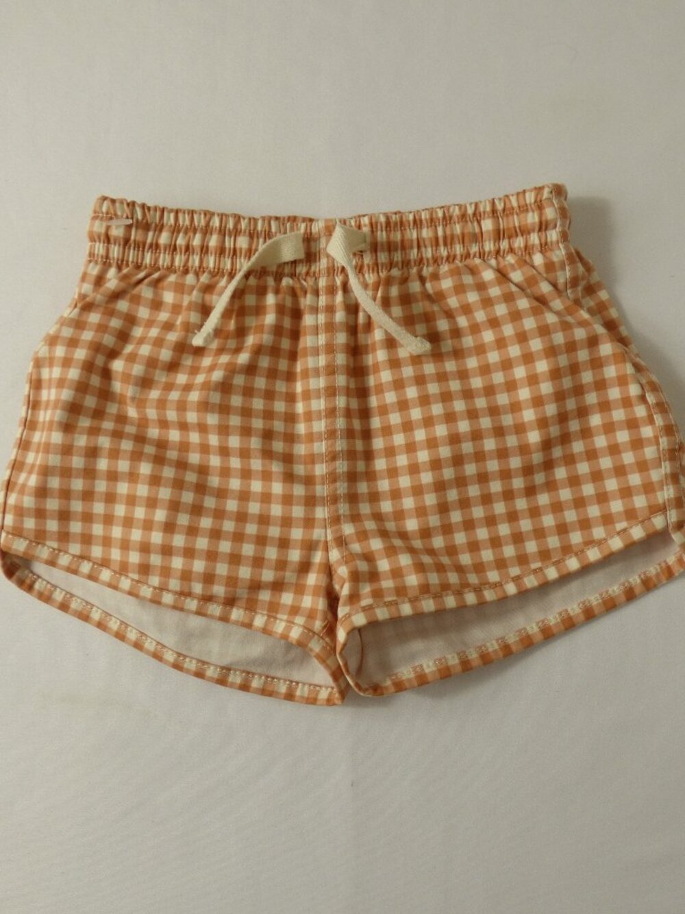 Quincy Mae Baby Brown Gingham Swim Trunks, Size 6-12 Months